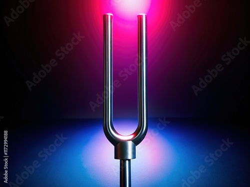 Silhouette of Tuning Fork Vibrating, Abstract Sound Music Concept