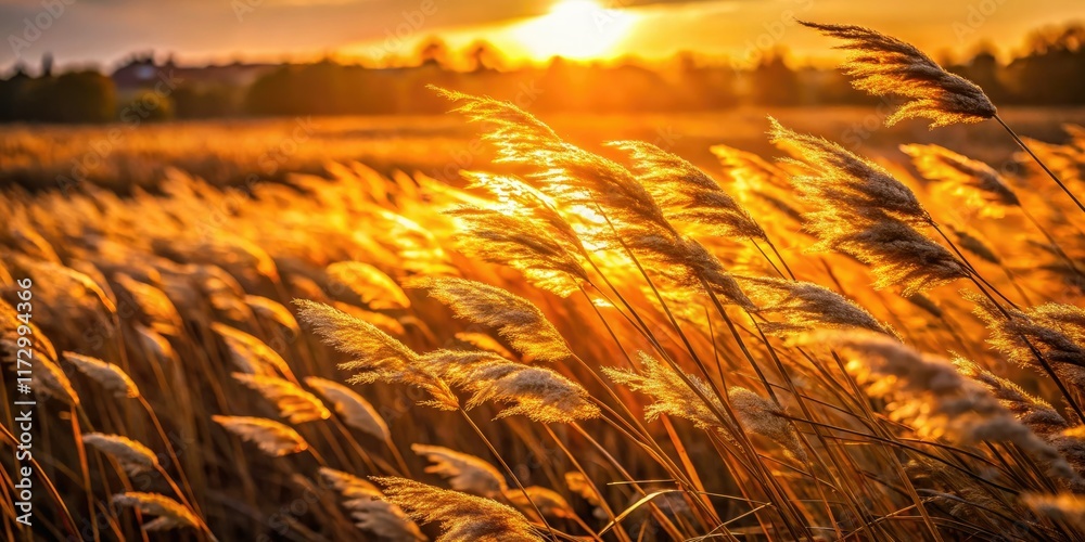 Dry Grass Windswept Landscape Photography - Rule of Thirds Composition Dry Grass Windswept Landscape Photography - Rule of Thirds Composition