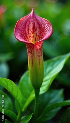 Tropically positioned Nepenthes plant in a garden, greenery, flower photo