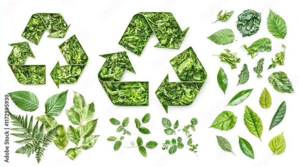 green recycling symbols isolated on white background green recycling symbols isolated on white background