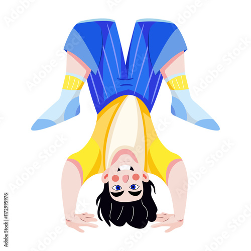 Upside down character illustration in flat style 
