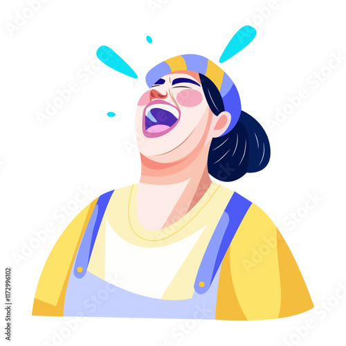 Woman laughing illustration in flat style 
