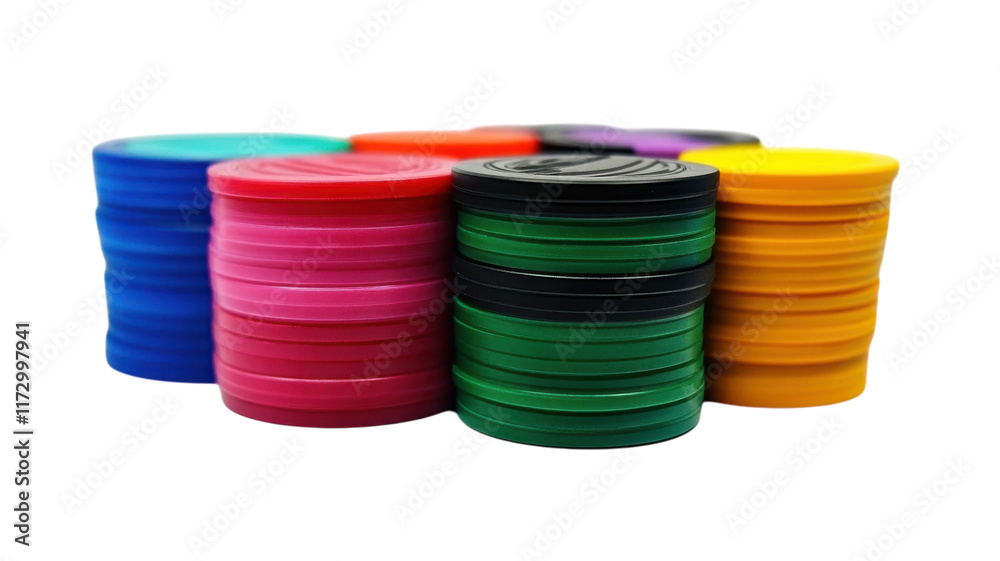 A Stack of Vibrantly Colored Poker Chips Perfect for Casino Themes, Gambling Events, and Game Night Graphics. A Stack of Vibrantly Colored Poker Chips Perfect for Casino Themes, Gambling Events, and Game Night Graphics.
