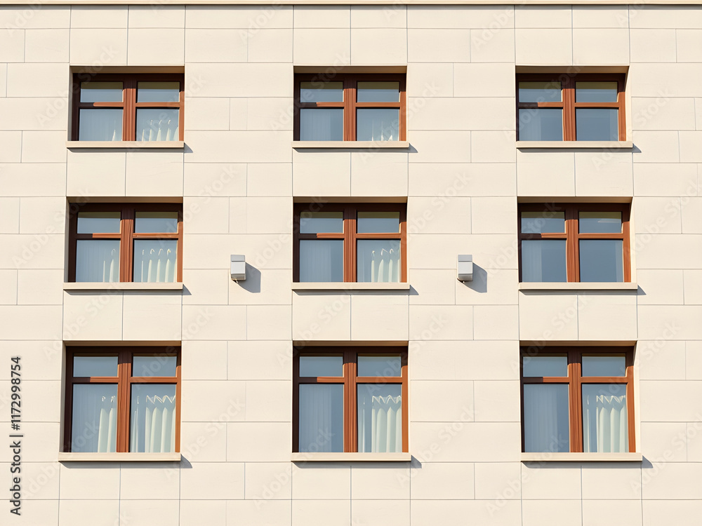 Fototapeta premium Modern Minimalist Building Exterior with White Facade and Windows