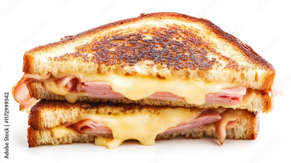 grilled ham and cheese sandwich on a white background grilled ham and cheese sandwich on a white background