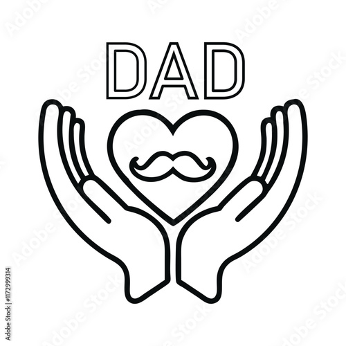 A heartwarming Father's Day design featuring DAD and a heart with a mustache.