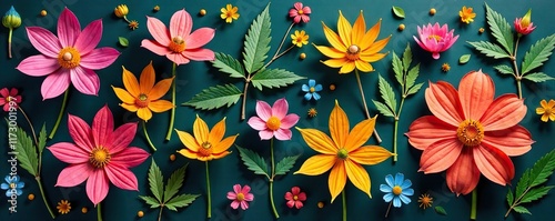 Cannabis flowers with unique shapes and sizes, botanical, shape variation photo