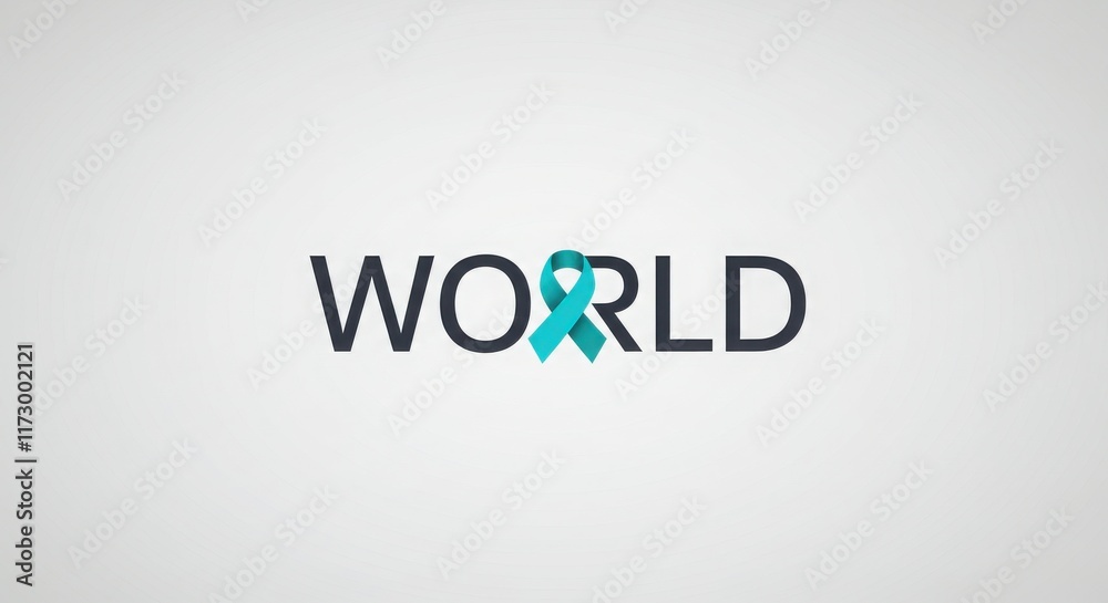 World Cancer Day,Red ribbon as world cancer day symbol with text sample World Cancer Day,Red ribbon as world cancer day symbol with text sample