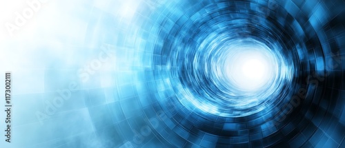Abstract blue swirling tunnel light.