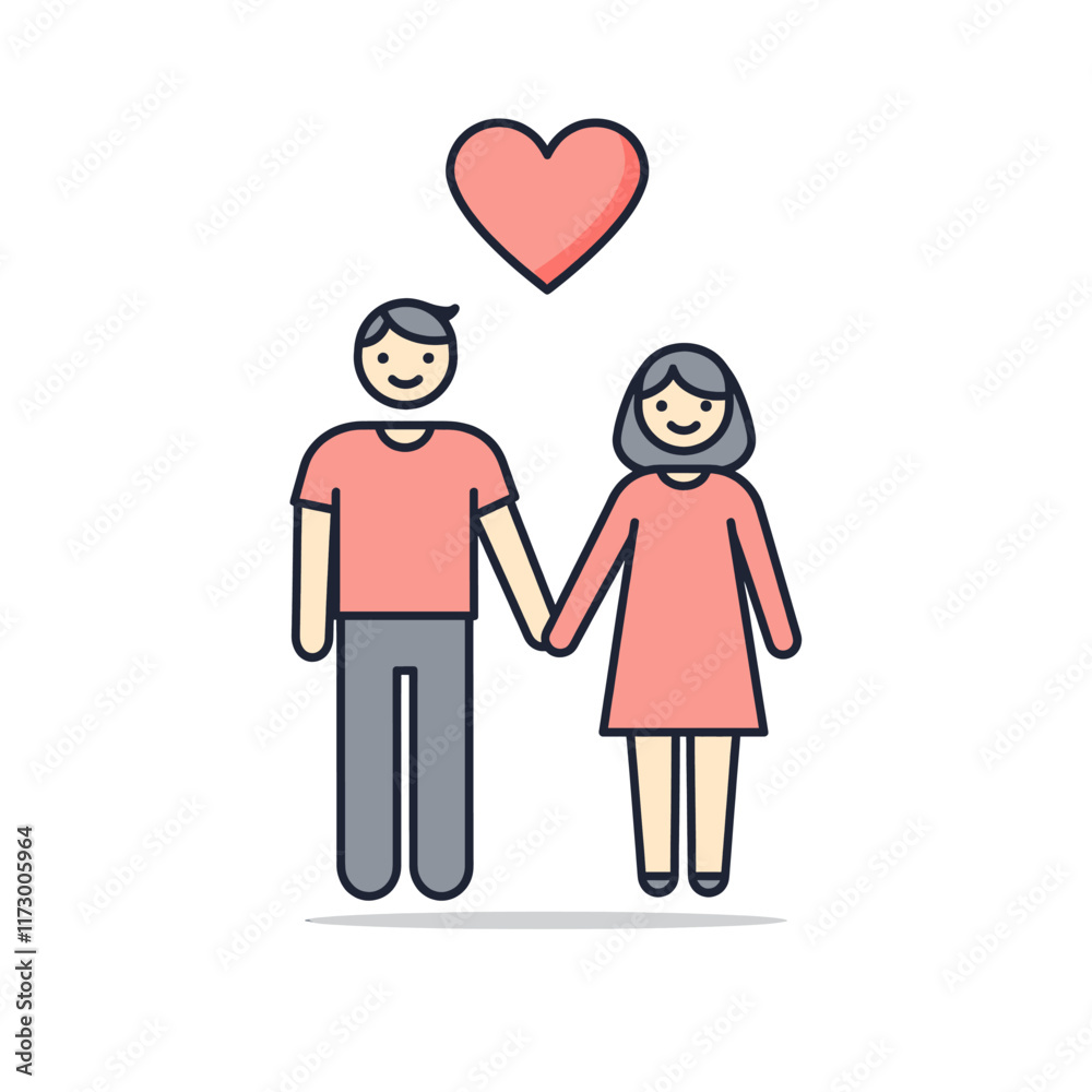 A Couple Holding Hands With a Heart Above Them.