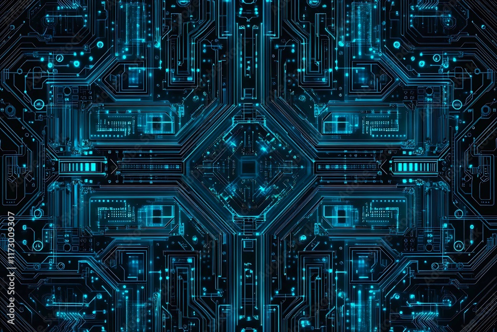 Abstract close-up of a glowing blue digital circuit board, showcasing intricate connections and technological design on a black background.
Abstract close-up of a glowing blue digital circuit board, showcasing intricate connections and technological design on a black background.