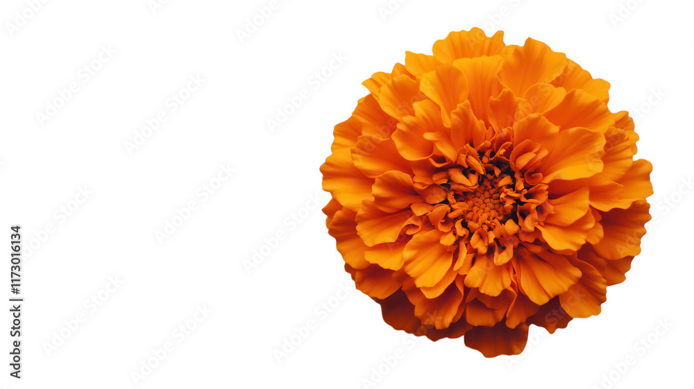 A Stunning Vibrant Orange Marigold Flower Captured in Detail, Perfect for Botanical Illustrations and Floral Designs. A Stunning Vibrant Orange Marigold Flower Captured in Detail, Perfect for Botanical Illustrations and Floral Designs.