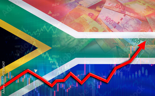 South Africa economic growth on financial graph. South Africa financial growth on market graph