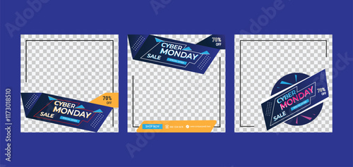 cyber Monday Sale discount offer square flyer or poster design Layout Template 