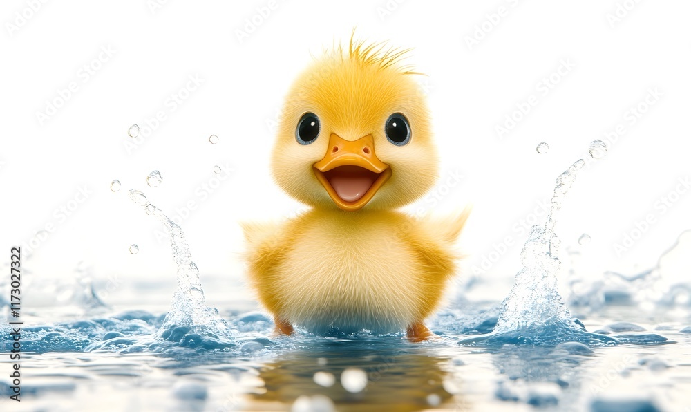 Happy yellow duckling splashing in water. (1) Happy yellow duckling splashing in water. (1)