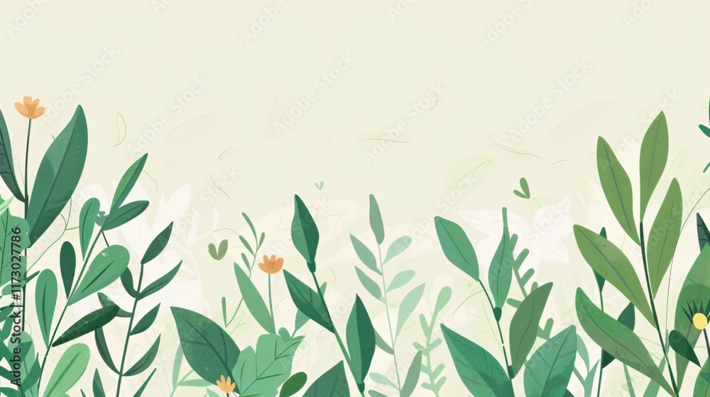 Naklejka premium Green Concept: Botanical Leaves and Branches in Nature