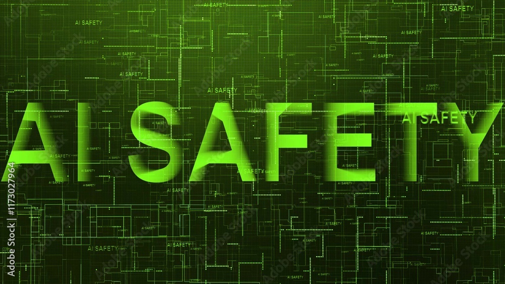 AI safety text technology data line green AI safety text technology data line green