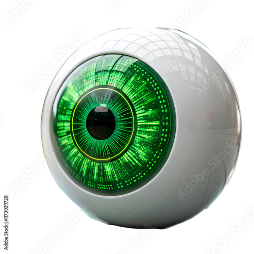 Green futuristic technology human eye isolated human look vision attack HD photo PNG file download