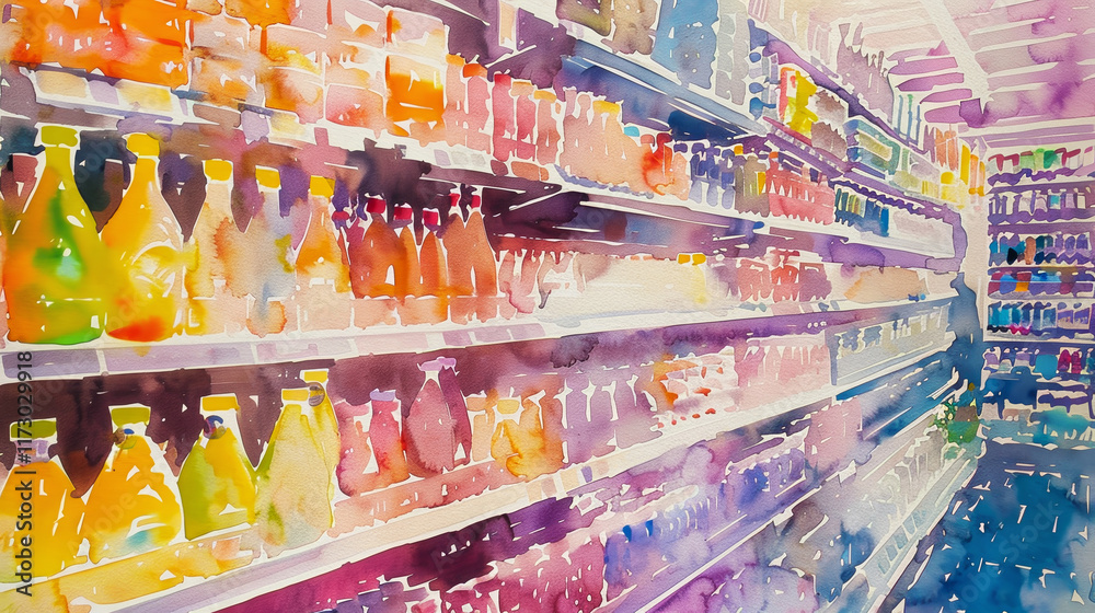 Fototapeta premium A colorful display of drinks in a store