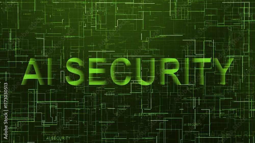 AI security text technology data line green color