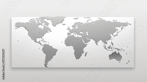 Detailed World Map Template in Grey and White Design