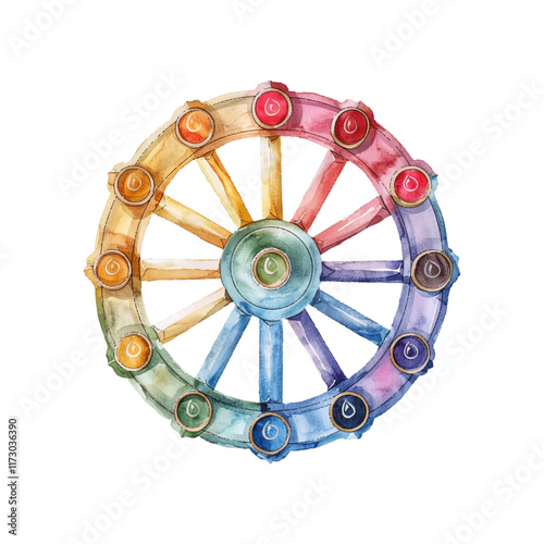 dharma wheel vector illustration in watercolor style