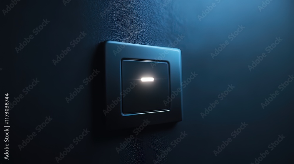 Close-up of a lit light switch on a dark wall. Close-up of a lit light switch on a dark wall.