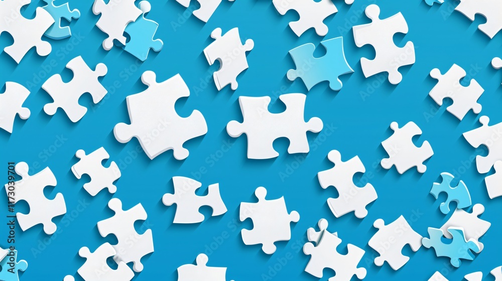 Abstract Puzzle Stylish Background with Unusual White Figures