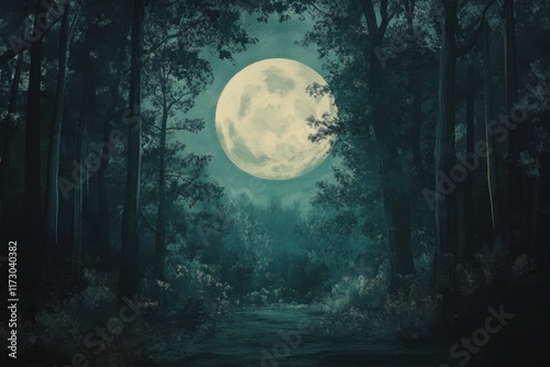 Moonlit Forest Path A Nighttime Scene