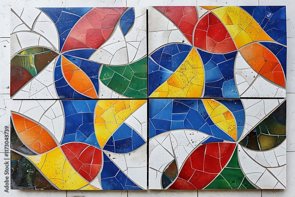Fototapeta premium tile design with mosaic colorful shapes