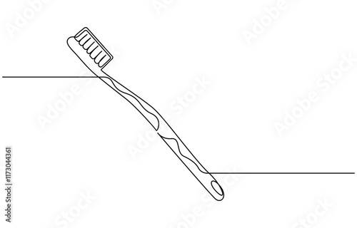 Continuous one line drawing of toothbrush and toothpaste, one line art toothbrush and toothpaste vector illustration. line art, one continuous line, Continuous line drawing toothbrush with toothpaste