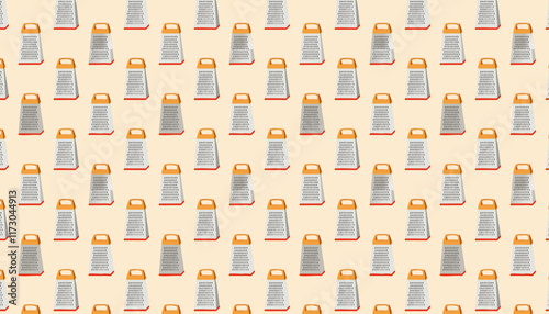 seamless pattern with hand drawn grater on beige background