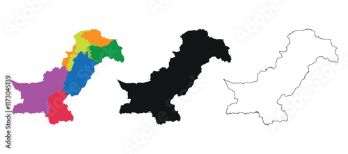 A full map of Pakistan and Outline map of Pakistan Eps File