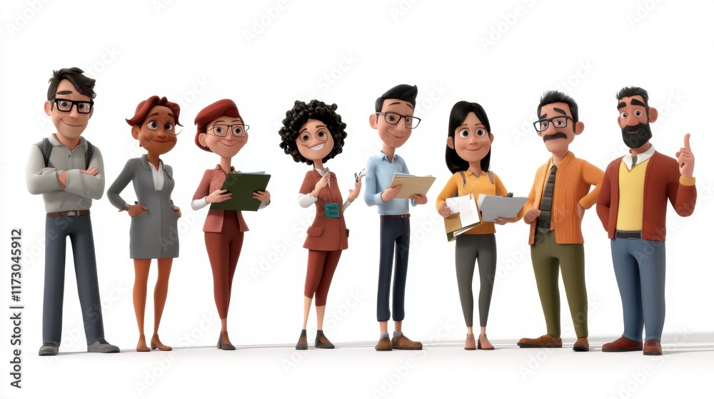 Diverse Team of Animated Business Professionals Working Together Collaboration Success Diverse Team of Animated Business Professionals Working Together Collaboration Success