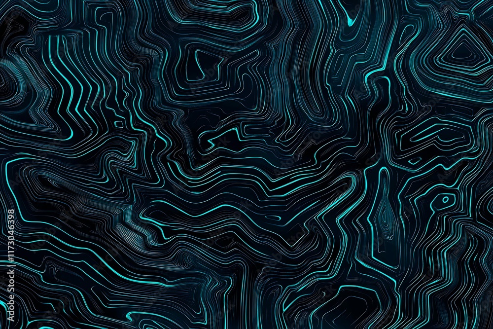 Obraz premium Abstract close-up of a glowing blue digital circuit board, showcasing intricate connections and technological design on a black background. 