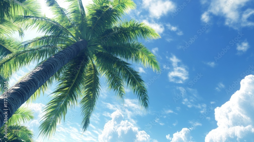 Fototapeta premium Tropical Paradise: Underneath the Palm Trees