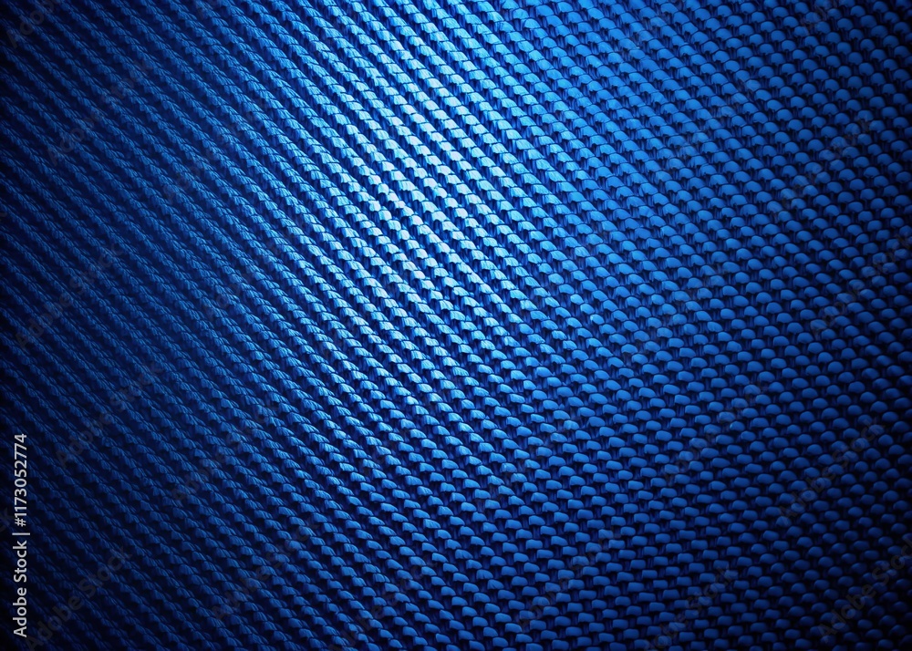 Abstract Blue Carbon Fiber Texture Background: Dark Grid Pattern with Copy Space