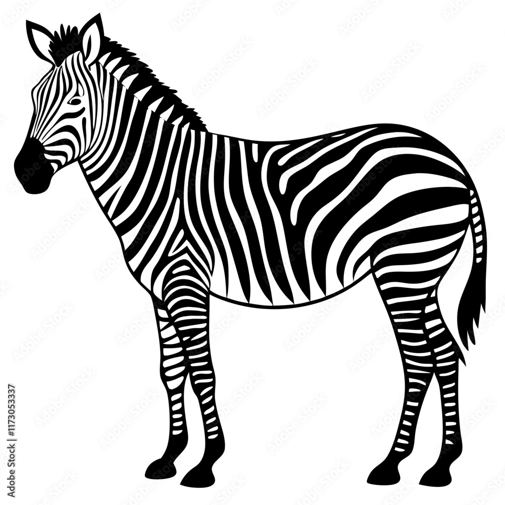 Fototapeta premium Clean and simple zebra silhouette vector illustration with bold, minimalist design.