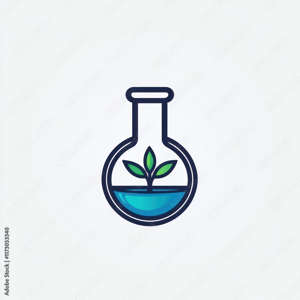 A Plant Sprouting Inside A Beaker Of Blue Liquid A Plant Sprouting Inside A Beaker Of Blue Liquid