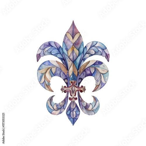 mardi gras fleur de lis vector illustration in watercolor style