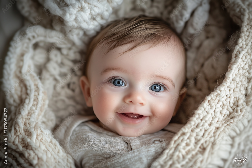 Adorable Baby Smiling in Cozy Blanket Adorable Baby Smiling in Cozy Blanket