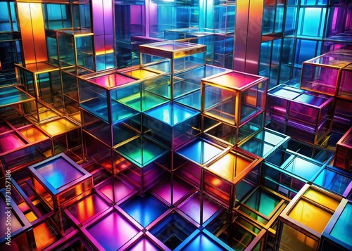 Abstract Digital Cubes  Vibrant Technology   Innovation Stock Photo