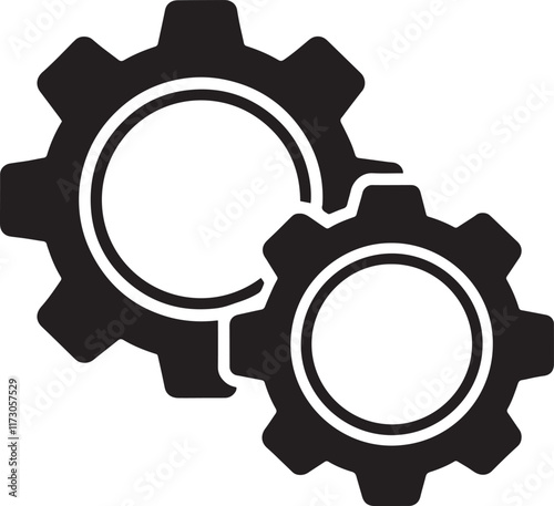 Gear Glyph Solid Black Illustration