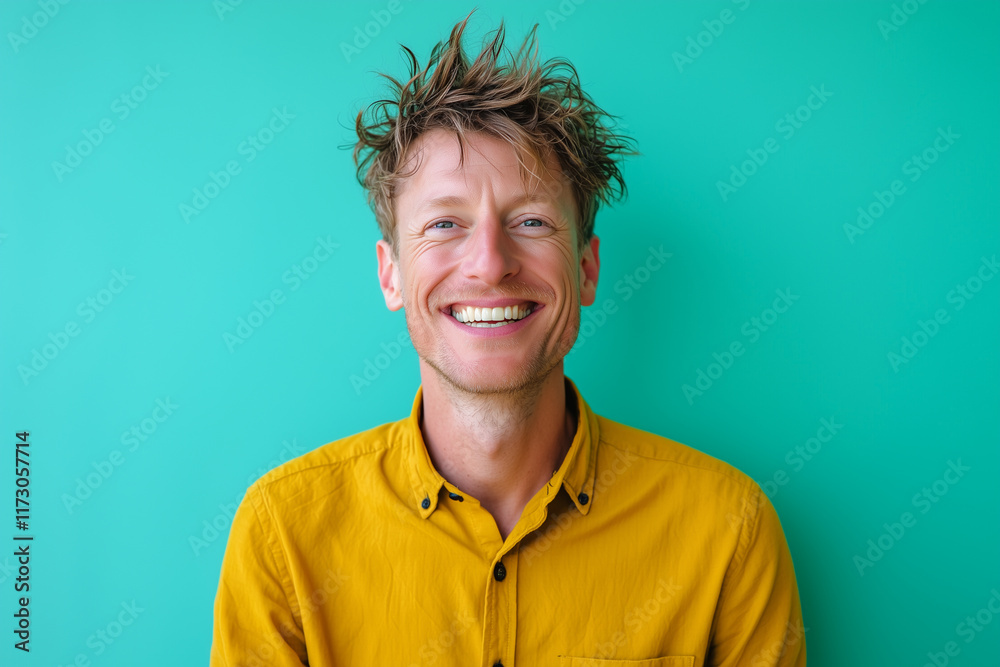 Fototapeta premium Smiling Man Against Bright Background