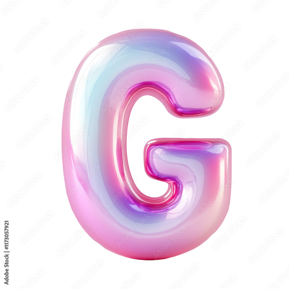 Bubble-style letter G with a soft pink gradient, featuring puffy 3D effect isolated on white Bubble-style letter G with a soft pink gradient, featuring puffy 3D effect isolated on white