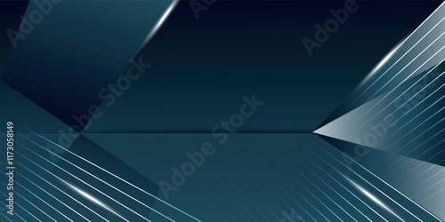 Luxury Elegant Super Car Automobile Urban Design Background. Premium Blue Silver Metallic Shine lines Effect Display showroom in store. Luxurious Brand