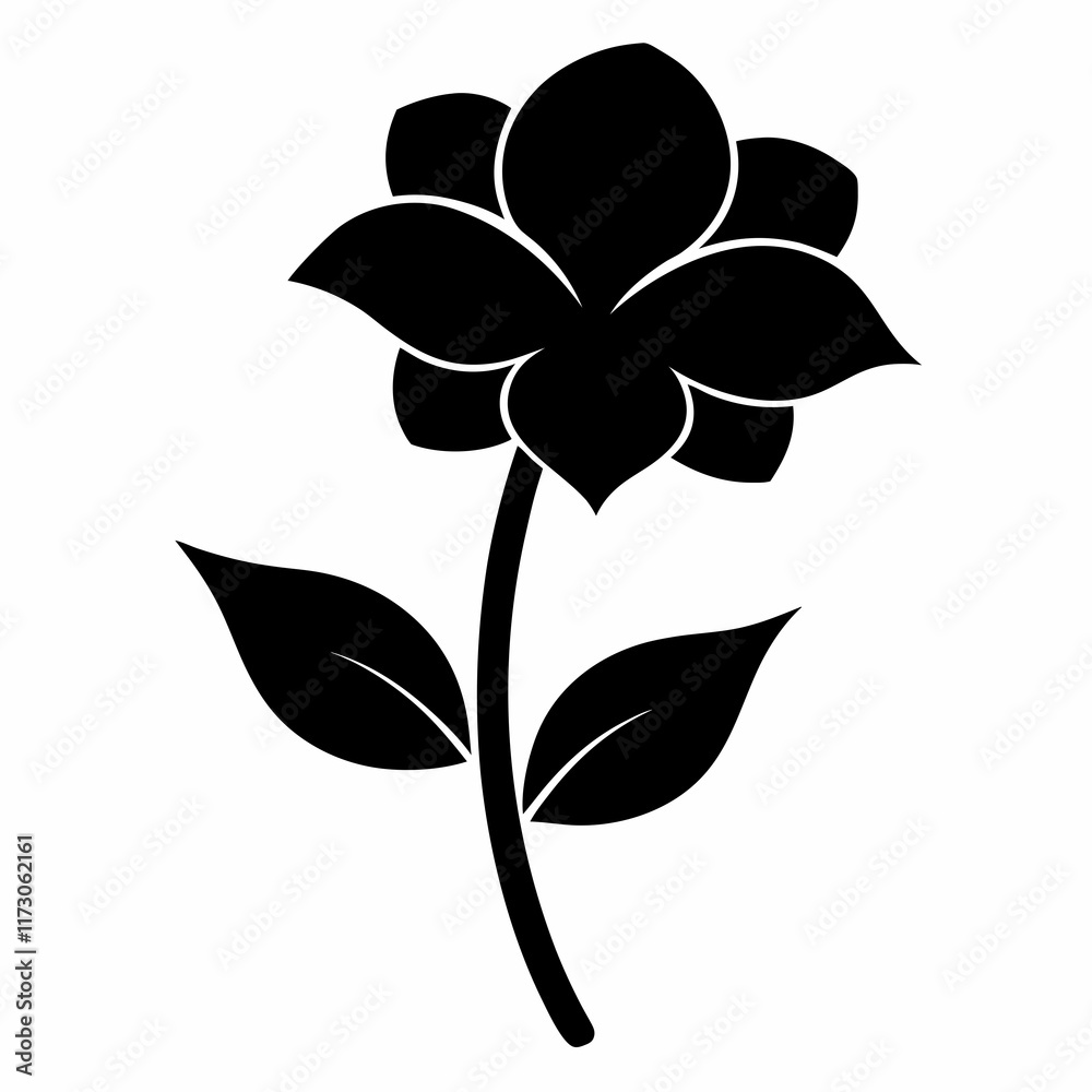 Obraz premium Flower Reverie black silhouette vector