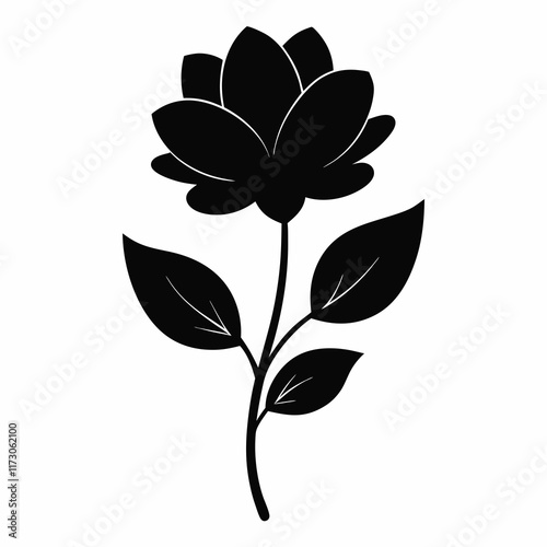 Flower Reverie black silhouette vector