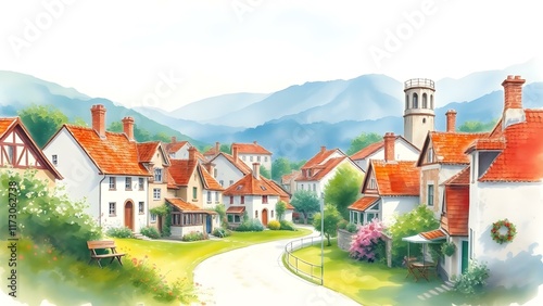 landscape with houses