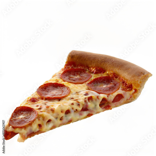 Crispy Pepperoni Pizza Slice with Melted Cheese on Transparent Background (PNG)